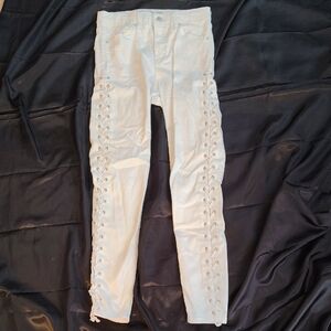 Topshop Jamie White Lace Up Jeans